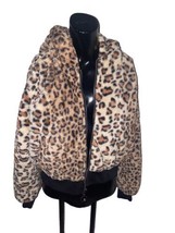 Leopard Faux Fur Coat Women&#39;s Size M? 21” Bust 19” Length - $19.75