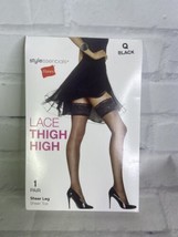 Hanes Style Essentials Lace Thigh High Stockings 1 Pair Sheer Leg Black ... - £12.73 GBP