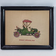 Vintage Automotive Handcrafted Cross Stitch Stanley Steamer 1908 Frame ART 11x9&quot; - $26.18