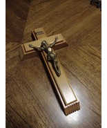 Vintage Wood Metal Crucifix Jesus Christ INRI Wall Cross Distressed Box ... - $22.15