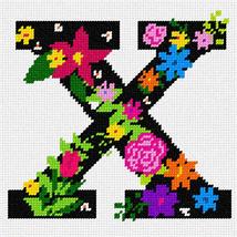 Pepita Needlepoint kit: Letter X Primary Floral, 7&quot; x 7&quot; - £39.62 GBP+