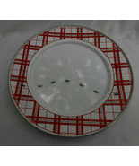 2 Golden Rabbit Enamelware Plaid ants dinner plates 10 1/2&quot; red white - £37.89 GBP