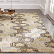 Area Rugs 8&#39; x 10&#39; Gramercy Gold Hexagon Hand Tufted Crate &amp; Barrel Carpet - $999.00
