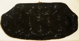 VINTAGE EXQUISITE BLACK BEADED EVENING PURSE JOSEF FRANCE - $28.00