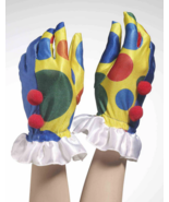 FORUM SHORT BLUE &amp; POLKA DOT CLOWN GLOVES w/RED POM POMS COSTUME ACCESSO... - $17.90 CAD