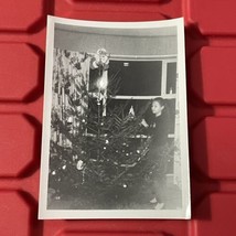 Girl Decorating The Christmas Tree Family Photograph B 3.25 x 4.5 Vintage 1957 - £6.76 GBP