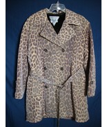 MARVIN RICHARDS Trench Coat Animal Print Belt Faux Fur Lining Buttons Me... - $112.08 CAD