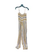 Kiwi &amp; punch Striped Smocked Jumpsuit Drawstring Waist Blue Yellow size ... - $17.81 CAD