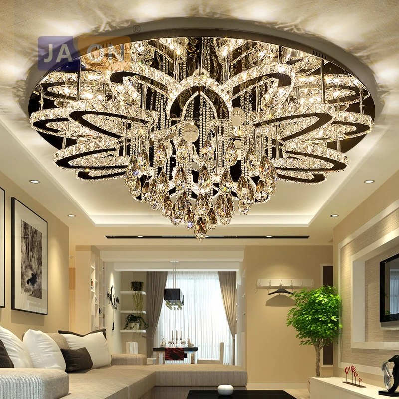 LED Modern Crystal Stainless Steel Round Dimmable RGB Chandelier Lighting - $384.93+