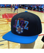 Utah Jazz Mitchell &amp; Ness SnapBack Adjustable Hat Black Color Hardwood C... - £19.94 GBP