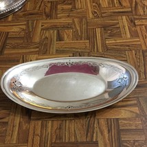 Ornate Vintage Homan Plate on Nickel Silver Made in USA #0476 Bread Boat Tray - £10.16 GBP