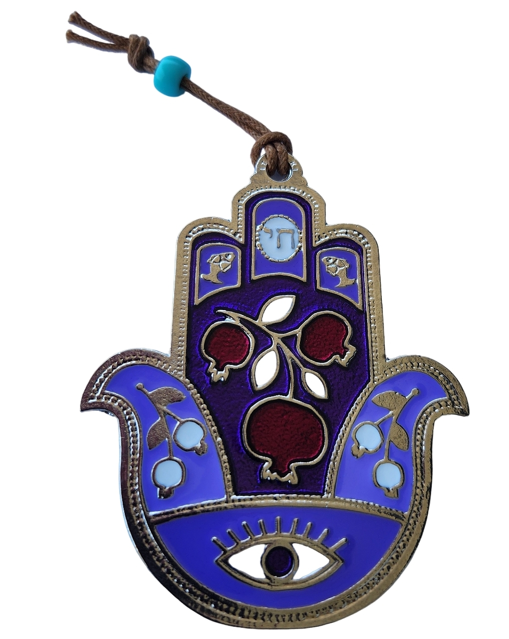 Silver / gold pomegranate HAMSA charm Israel for abundance & fertility bless