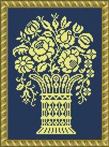  Monochrome Vintage Floral Vase 2 Counted Cross Stitch Crochet Pattern PDF  - $3.00