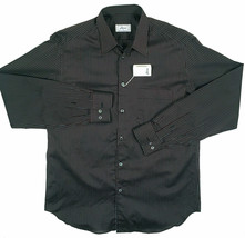 NEW $725 Brioni Silk &amp; Cotton Shirt!  Med  Lightweight  Brown Black Blue Stripe - £200.92 GBP