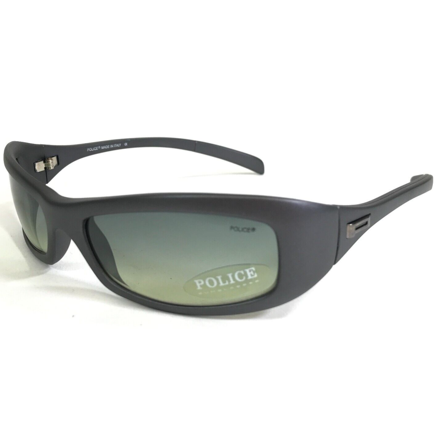 Primary image for Police Sunglasses MOD.1358 T17 Matte Gray Rectangular Frames with Green Lenses