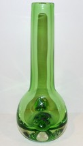 FABULOUS UNIQUE ART GLASS GREEN INDENTED DESIGN 10 1/4&quot; VASE - $40.09