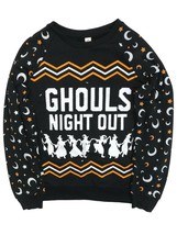 Womens Black Cat Light Up Halloween Sweatshirt Sweat Shirt M 7-9 (LOC HA... - $17.81