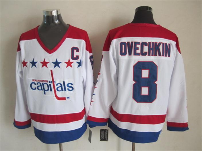 Capitals #8 Alex Ovechkin Jersey Old Style Uniform White - $49.00