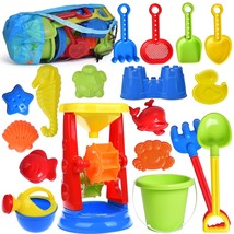 Sand Toys, 19 Piece Beach Toys Set Kids Sandbox Toys Includes Water Whee... - £37.87 GBP