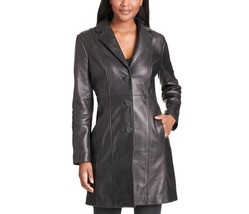 Leather Jacket Long Women Coat Ladies Size Trench Fashion Classic Winter Black 1 - £43.86 GBP+