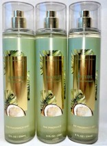 X 3~Bath &amp; Body Works Fragrance Waikiki Beach Coconut Body Mist 8 Fl Oz - £27.04 GBP