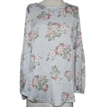 Gray Floral Lightweight Sweater Size Medium  - £19.75 GBP