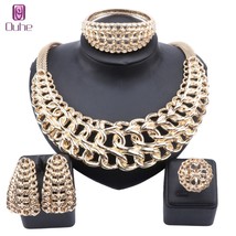 Dubai Gold Color Jewelry Sets For Women Big Necklace African Jewelry Set Women I - £29.55 GBP