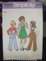 Simplicity 7777 Child's Blouse, Overalls & Jumper Pattern - Size 5 Chest 24 - $10.67