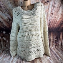 NEW Soft Surroundings Size Large Chunky Cream Open Knit Long Sleeve Sweater Top - £37.55 GBP