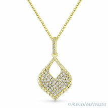 0.22 ct Round Cut Diamond Pave 14k Yellow Gold Marquise Pendant &amp; Chain Necklace - £478.31 GBP