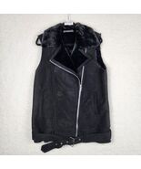 Zara Trafaluc Womens Faux Suede Black Lined Moto Biker Grunge Vest Size M/L - $25.44
