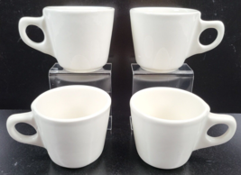 4 Buffalo China All Off White Flat Cup Set Vintage Restaurant Diner Ware USA Lot - £31.55 GBP