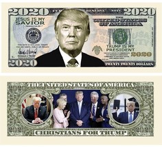 Donald Trump 2020 Pack of 25 Christians Collectible Funny Money Dollar Bills - £11.15 GBP