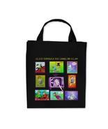 Alice Through the Looking-Glass Cartoon Art Grocery Tote Bag - Black - £19.63 GBP