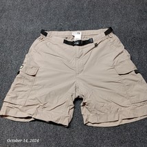 REI Nylon Hiking Shorts Women 10 Beige Khaki Belted Cargo Pockets - $15.56