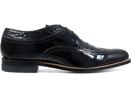 Stacy Adams Mens Dayton Black shoes Wing Tip Ostrich print Shiny Dressy 00375-01 image 6