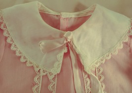 Pink Dress with Lace Trim and Ribbon Vintage No tag image 3