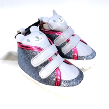 dELiA&#39;s Baby Girls Hi-Top Bear Sneakers - Grey Glitter/ Pink, US 4 Baby - £7.90 GBP