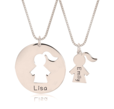 MOTHER DAUGHTER NECKLACE SET: STERLING SILVER, 24K GOLD, ROSE GOLD - £111.64 GBP