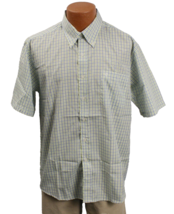 Geek Shirt Men&#39;s Medium Polyester Cotton Casual Camp Shirt Short Sleeve Check - £9.58 GBP