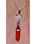 925 Sterling Necklace with Carnelian Gem&#39;s and 12- .07 Ct. Clear Topaz G... - £35.04 GBP