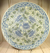 VINTAGE Blue &amp; White Plate Raised Chrysanthemum Pattern Marked 10&quot; China. - $19.77