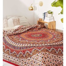 Hippie Mandala Bohemian Psychedelic Intricate Floral Design Indian Bedspread Mag - £32.07 GBP