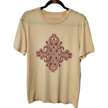 John Varvatos Med. Orange Medallion Skull Velvet Texture Graphic Print T-Shirt  - £25.61 GBP