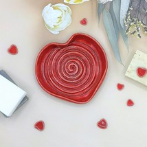 Handmade Ceramic Bowl Heart Shaped, Red Clay Soap Bar Holder Trinket Dis... - £38.32 GBP