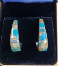 South Pacific Spiny Turquoise Sterling 925 Santa Fe Style Earrings 2.00 ctw - £26.33 GBP