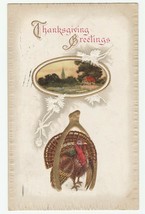 Vintage Postcard Thanksgiving Turkey Wishbone Rural Scene 1910 Embossed - £5.44 GBP