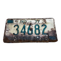 Vtg Indiana License Plate Original Tag Rustic Distressed 1977 #34682 Man Cave - £9.58 GBP