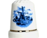 Countryside Windmill Blue Background Souvenir Porcelain Thimble Home Decor - $8.29