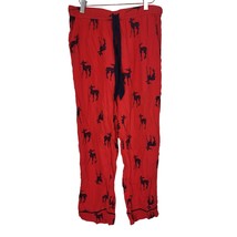 Aerie Pajama Pants S Womens Red Christmas Reindeer Print Straight Leg Po... - £13.31 GBP